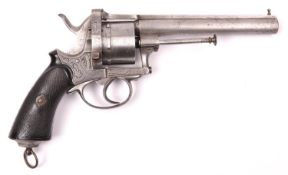 A Belgian 6 shot 12mm Francotte type closed frame double action pinfire revolver c 1865, number 299,