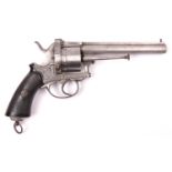 A Belgian 6 shot 12mm Francotte type closed frame double action pinfire revolver c 1865, number 299,