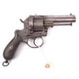 A Belgian 6 shot 12mm Lefaucheux closed frame double action pinfire revolver, by Francotte, c