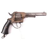 A Belgian brass framed Lefaucheux type solid closed frame double action pinfire revolver, c 1870,