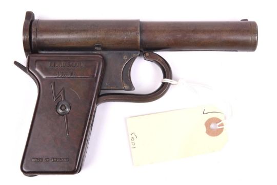 A scarce .177" “Thunderbolt Junior” air pistol, c late 1940s, the rear barrel cover plated