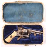 A Belgian ladies 6 shot 5mm double action purse revolver, c 1866, number 4790, round barrel 53mm,