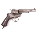 A French 6 shot 12mm Lefaucheux Model 1856 double action pinfire revolver, number 11505 next to “