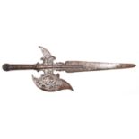 A embossed cast iron halberd head, 24". GC £40-50