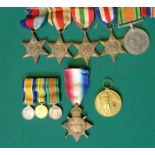 WWII stars: 1939-45, Africa star, Italy star, F&G star, Defence medal, VF. 1914-15 star (M2-020772