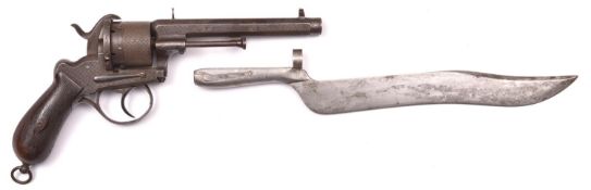 A Belgian 6 shot 12mm Lefaucheux double action pinfire revolver by Francotte, c 1863, number 101866