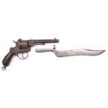 A Belgian 6 shot 12mm Lefaucheux double action pinfire revolver by Francotte, c 1863, number 101866