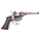A German 6 shot 12mm double action pinfire revolver, c 1867, round barrel 145mm with muzzle ring,