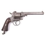 A Belgian 6 shot 12mm Lefaucheux double action pinfire revolver by Francotte, c 1865, number 67223,