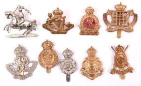 9 Yeomanry cap badges: North Irish Horse (1503), Yorkshire Dragoons (2296), Royal Gloucester