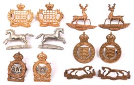 6 pairs of Yeomanry OR’s collar badges: Northampton, WM Essex, Berkshire, CLY Sharpshooters, Royal