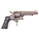 A Belgian 6 shot 7mm Lefaucheux-Jansen closed frame double action pinfire revolver, c 1865, number