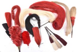 A cavalry OR’s white horsehair plume, 2 OR’s Lance cap plumes (red and white), 7 various horse hair