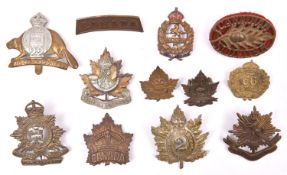5 Canadian cap badges: 2nd Q O Rifles, 22nd Regt, Carleton York, Ryl Hamilton L.G. (brooched), and