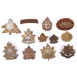 5 Canadian cap badges: 2nd Q O Rifles, 22nd Regt, Carleton York, Ryl Hamilton L.G. (brooched), and