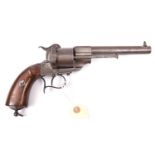 A French 6 shot 12mm Lefaucheux Model 1854 single action pinfire revolver, number 29655, round