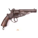 An unusual Belgian Ledent & Degueldre 6 shot 12mm double action pinfire revolver, c 1866, octagonal