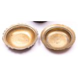 8 Two Egyptian heavy turned brass food bowls, picked up after the battle of Tel-el-Kebir in 1882,
