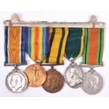 Five: BWM, Victory, Territorial War Medal (T. 1350 Pte S Elger, The Queen’s Regt); Territorial