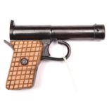 A German .177" Tell II air pistol, c 1927-36, the air cylinder marked “D.R.G.M. Tell II D.R.P” and