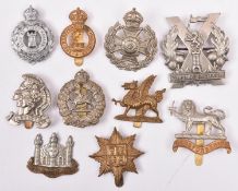 10 Territorial OR’s cap badges: The Artists, I.O.W. Rifles, The Hertfordshire Regt, 13th London,