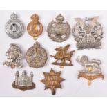 10 Territorial OR’s cap badges: The Artists, I.O.W. Rifles, The Hertfordshire Regt, 13th London,