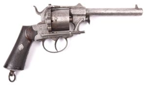 A Belgian 6 shot 12mm Meyers closed frame double action pinfire revolver c 1865, round barrel with