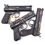 2 .177" Webley Junior Mk II air pistols, GWO & C (would benefit from cleaning); and another. GWO &