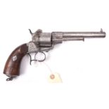 A French 6 shot 12mm Lefaucheux Model 1860 single action pinfire revolver, number 2129, round