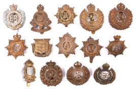 14 Corps cap badges,including Vic Ryl Engineers (soldered slider), restrike ERVII and ERVIII Ryl