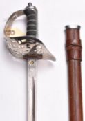 A Vic 1895 pattern Infantry Officer’s sword, blade 32½” by Robt Mole & Sons, Birmingham, etched with