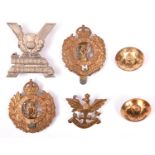 4 cap badges: GRV and GRVI Ryl Engineers Militia (WM “M” overlay), WWII Lowland Regiment, and 26th