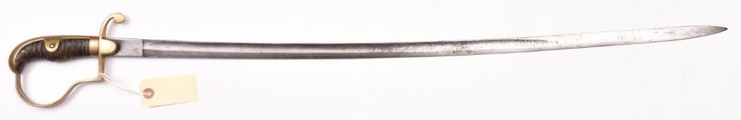 An Imperial German Army Officer’s sword, blade 31½” with very faint traces of etching, plain brass