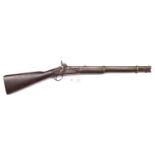 A 16 bore 2 band percussion cavalry carbine, 37" overall, thick smooth bore barrel 21½” with fixed