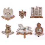 6 Cavalry cap badges: 1st (Royal) Dragoons (Royal crest type), Ryl Dragoons eagle collar badge,