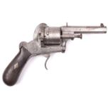A Belgian 6 shot 12mm Lefaucheux self cocking pinfire revolver, c 1865, octagonal barrel 100mm ,