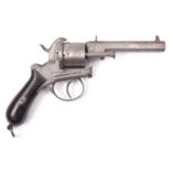 A Belgian 6 shot 12mm Lefaucheux double action pinfire revolver by Francotte, c 1865, number 101413,