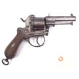 A Belgian 6 shot 9mm Lefaucheux double action pinfire revolver by Francotte, c 1863, number 245417,
