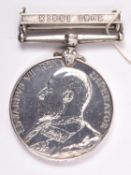 A.G.S. 1902, in silver, 1 clasp Kissi 1905 (716 Pte Lamina Tarlah S.L.Bn W.A.F.F.) NVF, polished,