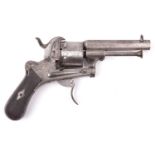 A Belgian 6 shot 7mm Lefaucheux double action pinfire revolver c 1865, number 273262, octagonal