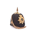 A Vic Officer’s blue cloth spiked helmet of The Dorsetshire Regt, gilt top mount and spike, peak