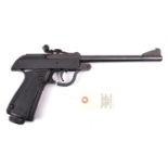 A .177" Polish Predom break action air pistol, number P7382, dated 1976. GWO & Near VGC, retaining