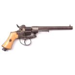 A Belgian 6 shot 7mm Lefaucheux double action pinfire revolver, by Collette, c 1865, number 124615,
