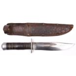 An interesting Third Reich period bowie knife, clipped back blade 6¼” marked “H Bokers & Co