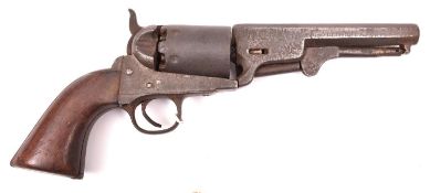 A 6 shot .36" Belgian copy of a Colt percussion revolver, c 1860, 11½” overall, barrel 5½” marked ““