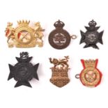 6 good Colonial cap badges: Officer’s Malay Regt, OR’s Malay Regt, Officers bronze KC British