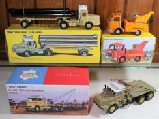 3 French reproduction Dinky Toys by CIJ/Norev. A 'GBO' Berliet Camion Petrolier Saharien. In