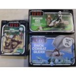 3x Star Wars small vehicles/accessories. A Palitoy Return of the Jedi Ewok Assault Catapault (