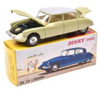 French Dinky Toys Citroen DS19 (530). A late example in light lime green with light grey roof,