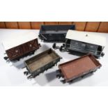 5x Gauge One coarse scale kit-built freight wagons. A GWR guard's van. An NER box van. A GWR open